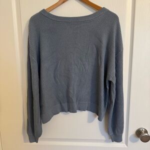 Lululemon Athletica Women's Reversible Crossover Ribbed Sweater - Blue Chambray